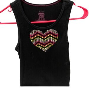 Stylish studded heart black tank top sz 10